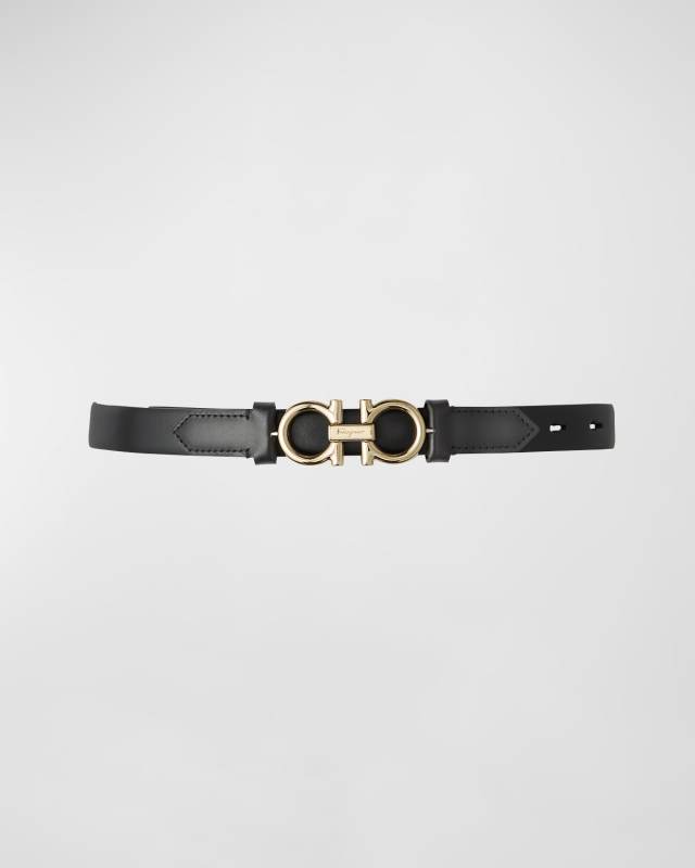 Gancini-Buckle Leather Rolo Belt